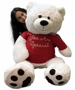Giant  Valentine Teddy Bear 48 Inch White Soft New, T-shirt says You Are... - $147.11