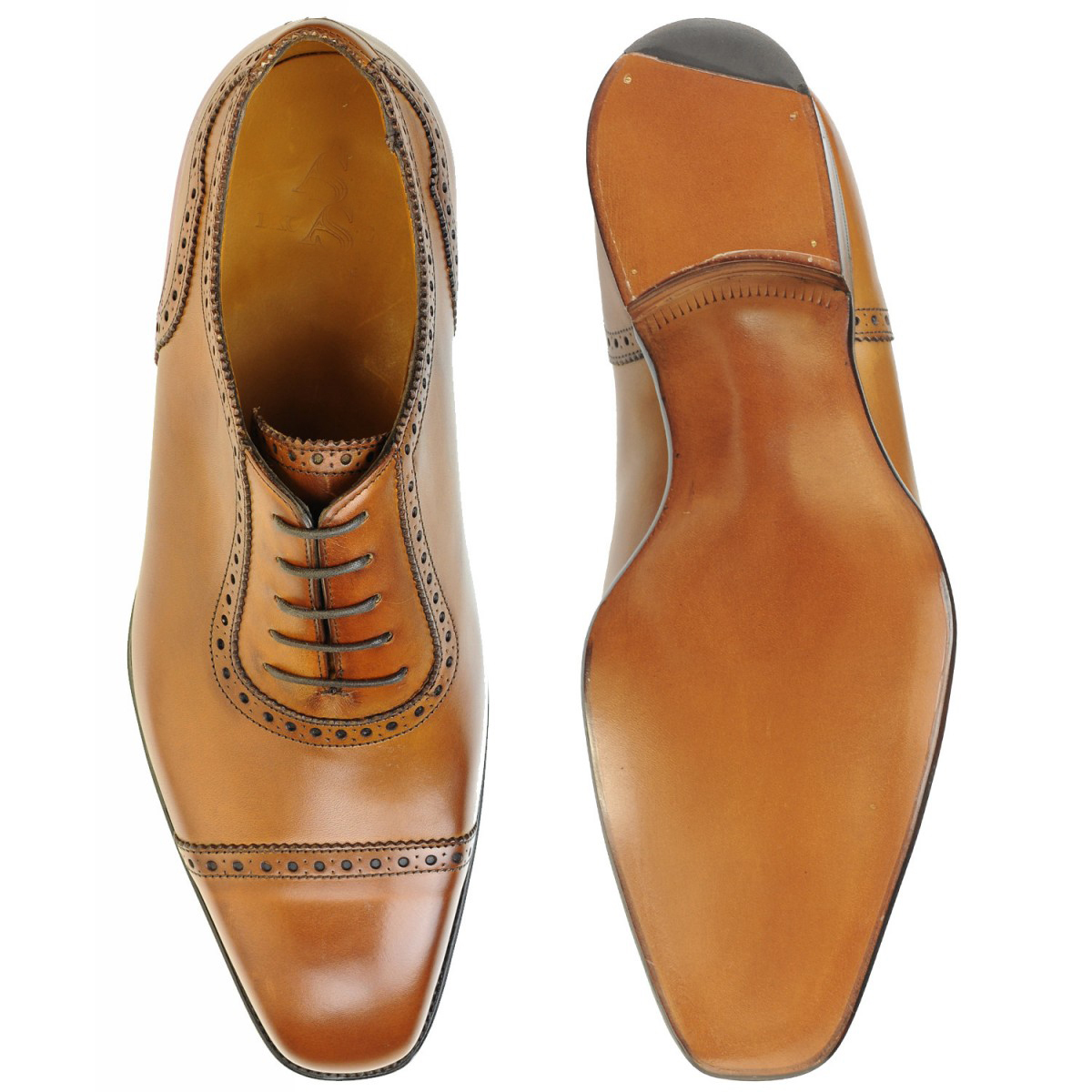 Customized Men S Handmade Tan Brown Color Oxford Quarter Brogue Leather Shoes Dress Formal