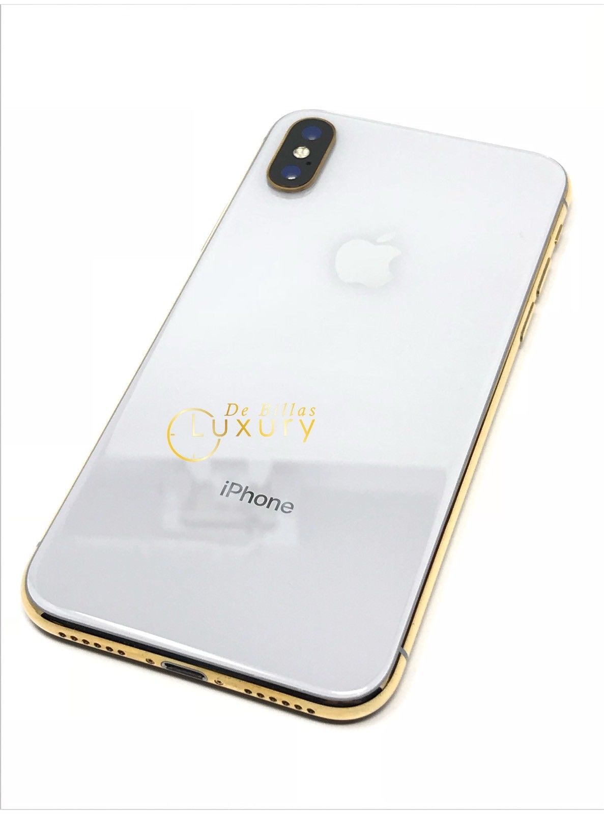 24K Gold Plated Apple iPhone Xs 256GB Silver Unlocked Custom UNIQUE