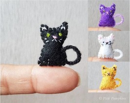 Dollhouse Miniature Cat, Tiny Cat Stuffed Animal, Mini Felt Kitty, Handm... - $11.50