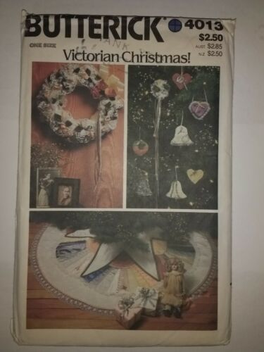 Butterick 4013 Victorian Christmas Kissing Ball Tree Skirt Large Bells Ornaments - $11.64