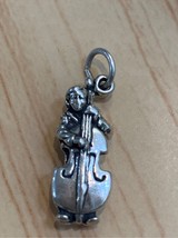 .925 Bass Fiddle Musician Sterling Silver Jewelry Charm  - $36.00