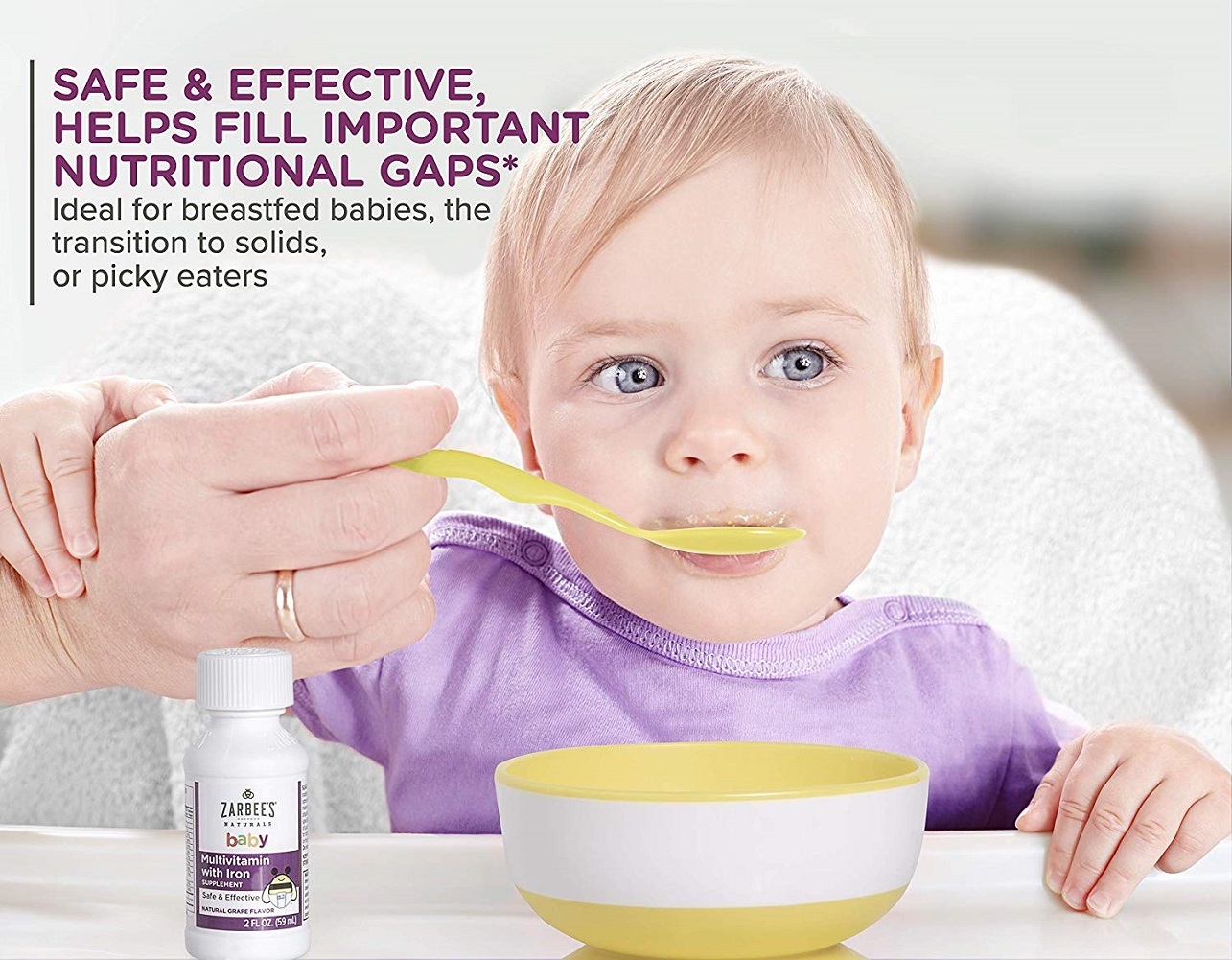 Zarbee's Naturals Baby Multivitamin with Iron, Natural Grape Flavor, 2 ...