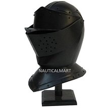NauticalMart Handtooled Handcrafted Closed Black Armor Helmet - Medieval Costume