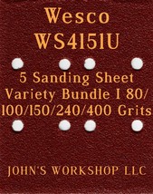 Wesco WS4151U - 80/100/150/240/400 Grits - 5 Sandpaper Variety Bundle I - $7.53