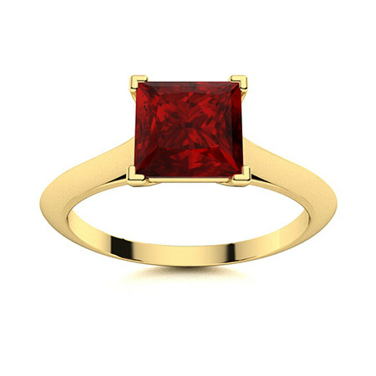 Four Prong Set 1.3 Ctw Square Garnet 9K Yellow Gold Solitaire Ring