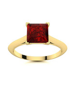 Four Prong Set 1.3 Ctw Square Garnet 9K Yellow Gold Solitaire Ring - $266.23
