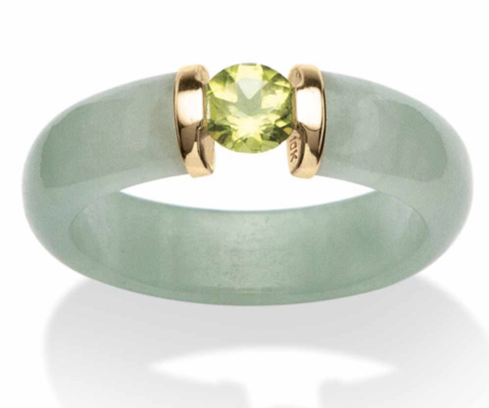 Primary image for ROUND GREEN PERIDOT JADE 10K YELLOW GOLD RING 5 6 7 8 9 10
