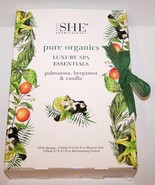NEW SHE PURE ORGANIC LUXURY SPA ESSENTIALS VANILLA SHOWER GEL &amp; LOTION G... - $31.18