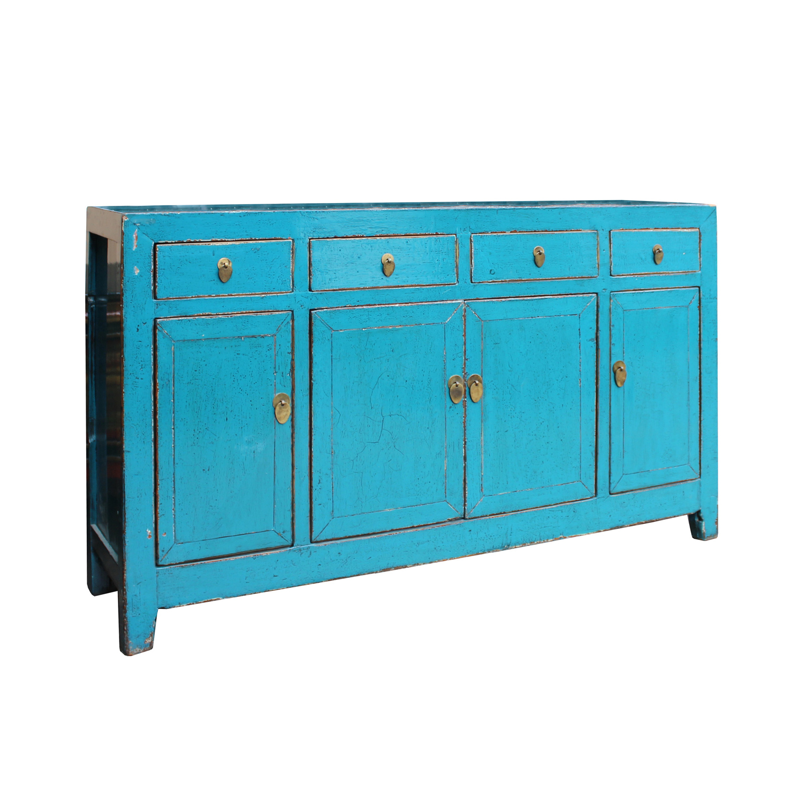 Chinese Distressed Rustic Blue Sideboard Buffet Table cs4948