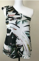 NWT Bar III Women&#39;s Blouse One Shoulder Silky Black White Tie Small - $14.85