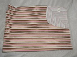 George Baby Girl White Cream Pink Brown Cotton Flannel Stripe Blanket - $24.74