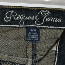 Request Women's Dark Blue Distressed Rhinestone Embellished Jeans Size 13/32 image 5