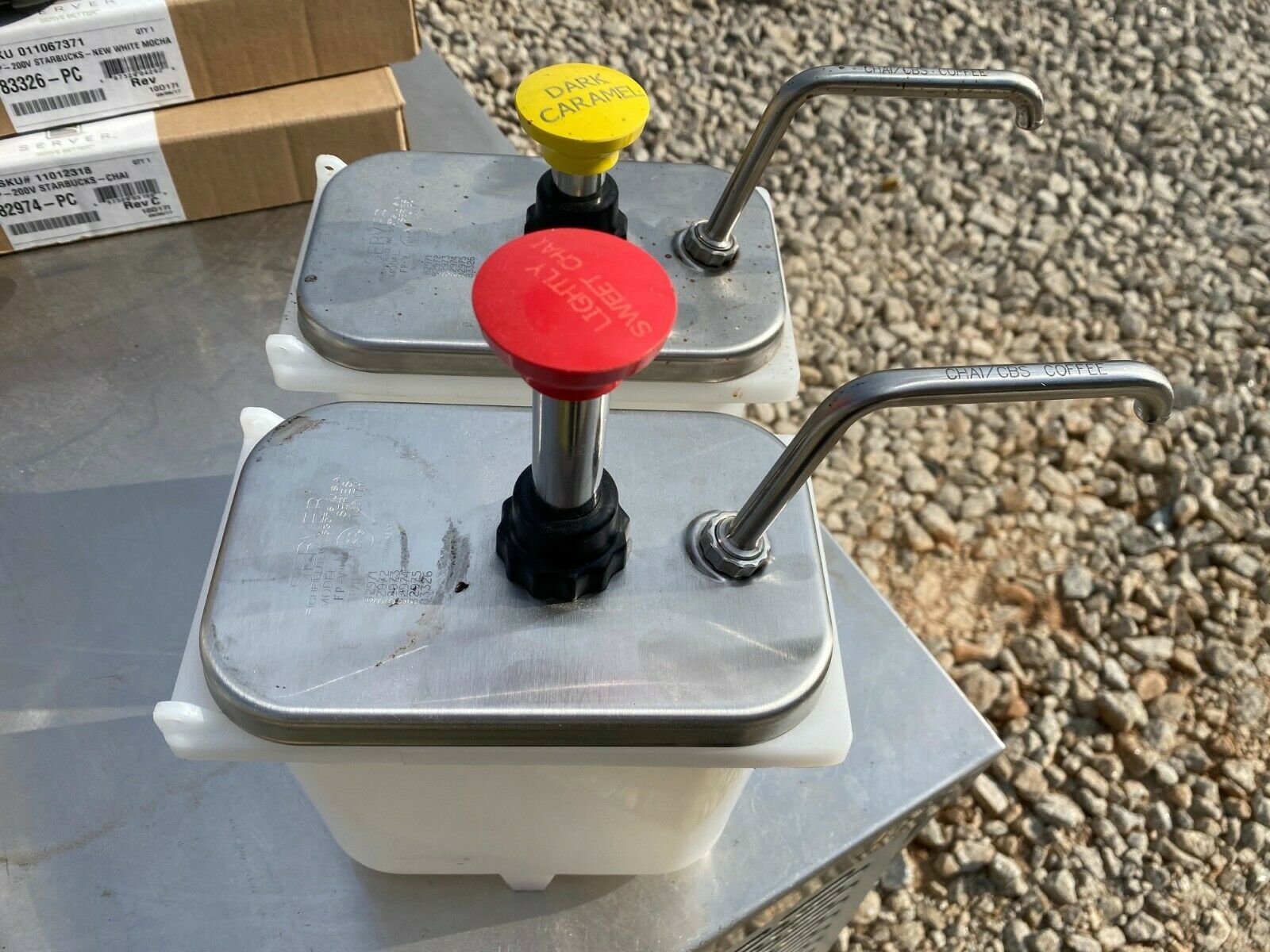 Set of 2 Server FPV Syrup Commercial Dispensers Starbucks with Containers Other Commercial