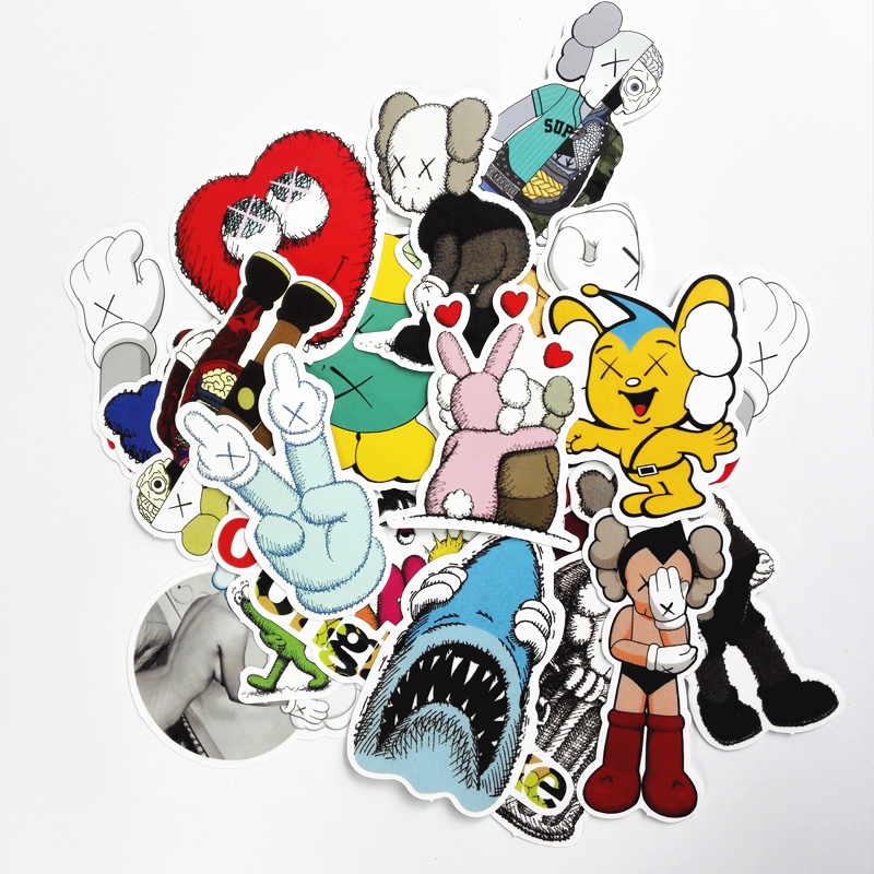 27pcs/lot kaws Sticker Original Fake Cap Sticker For Skateboard Laptop