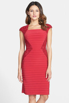 NWT Adrianna Papell  Red Lace Blocked Banded Sheath  Dress size 4 $160 - $42.56