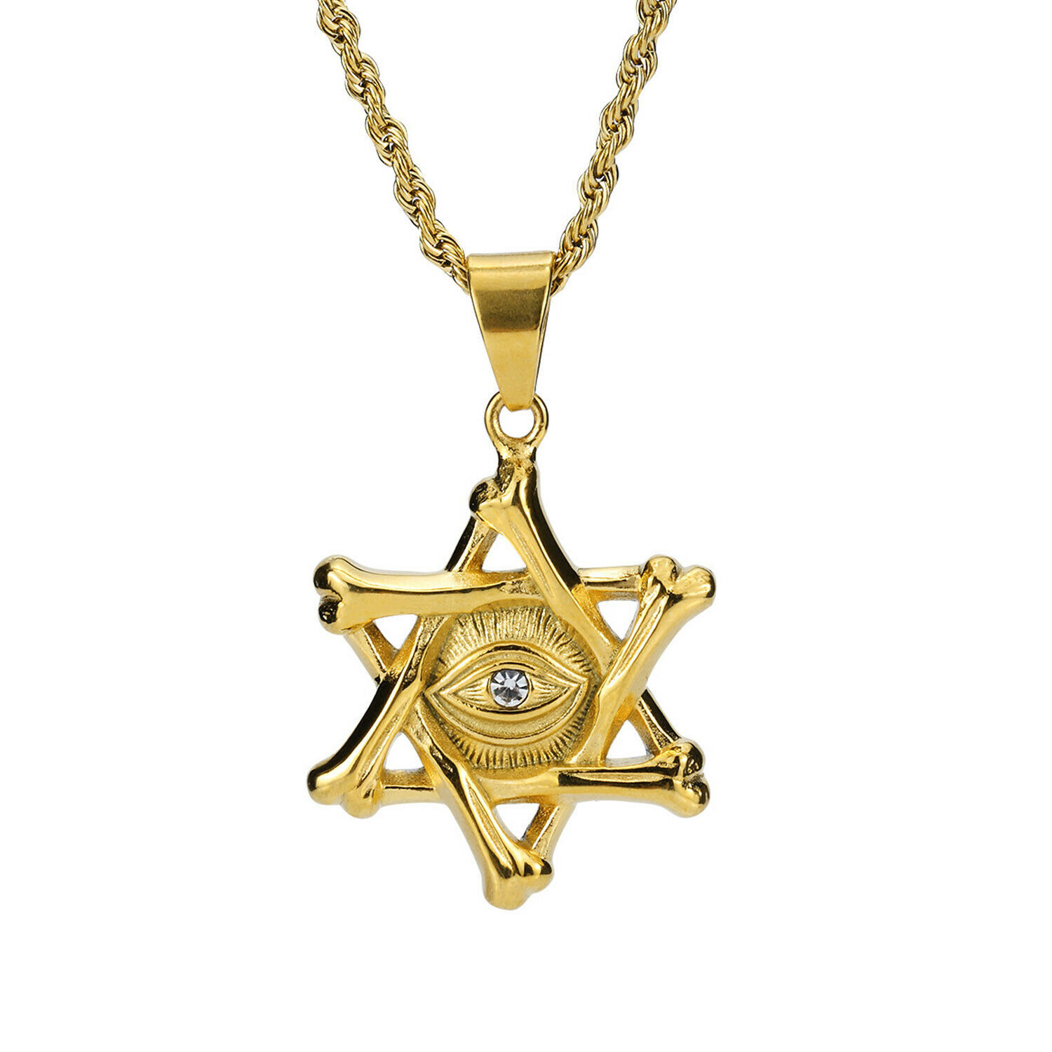 Star Of David Cross Pendant And Necklace Stainless Steel Chain Jewish 