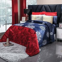 Marsella Blue and Red Reversible Flannel Extra Soft Blanket by Intima Hogar - $94.00+
