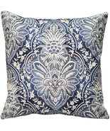 Leone Damask Denim Blue Throw Pillow 21x21, with Polyfill Insert - $59.95