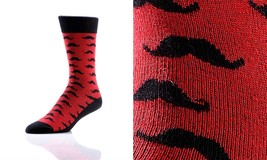 Yo Sox Moustache Premium Men's Crew Socks Cotton Blend Antimicrobial Size 7 - 12
