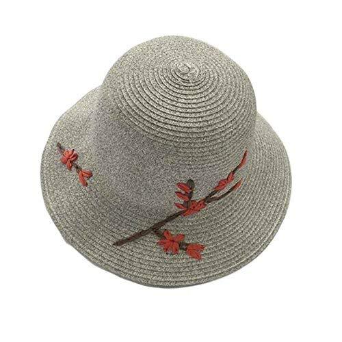 PANDA SUPERSTORE Women Summer Flower Folding Straw Hat Bucket Hat Retro Style Be