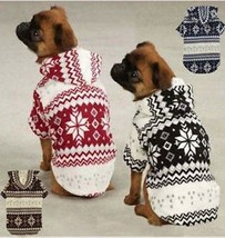 Dog Pet Snowdrift Cuddler Hoodie Sweater Top XXS-L Casual Canine Snowflake - $9.99