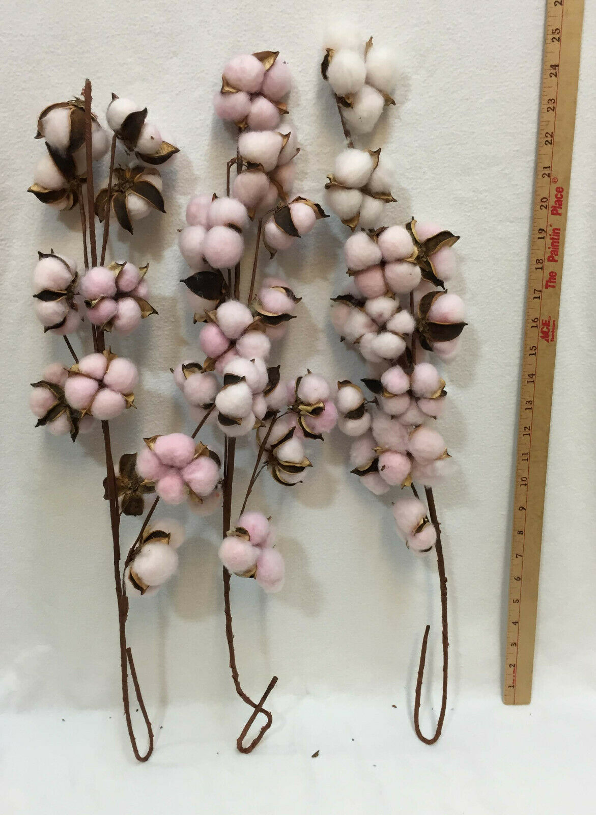 Primary image for Pink Cotton Ball Flower Plants Sticks Artificial Plant Floral Décor 30" Set 3