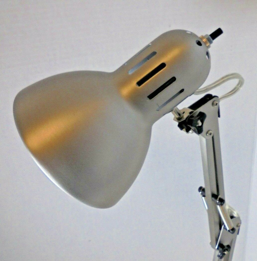 Silver Desk Lamp Flexible Swing Arm Clamp Mount Office Draft Light IKEA