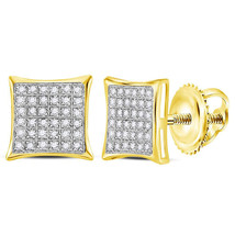 14k Yellow Gold Womens Round Diamond Square Cluster Earrings 1/4 Cttw - $258.00