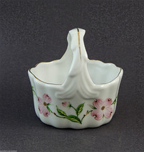 Vtg Lefton Japan White Porcelain Basket 03538 Pink Flower Dogwood Foil L... - $12.00