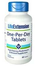 TWO BOTTLES Life Extension One-Per-Day 60 Tablets Multivitamin Mineral image 2