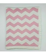 Baby Girl Knit Blanket Pink White Chevron Cotton Security B89 - $24.99