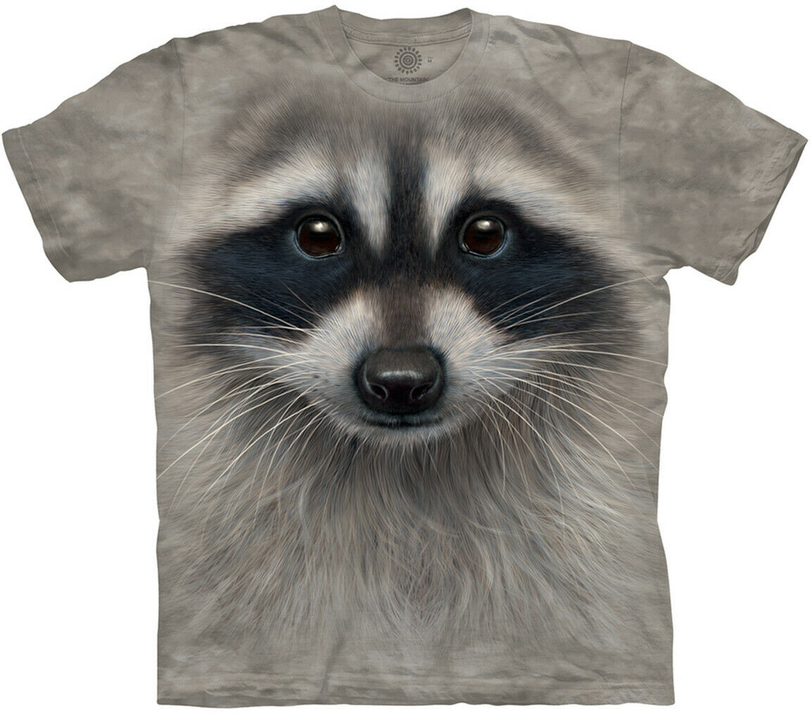 Raccoon Face Bandit Masked City Life Coon Gray Animal Mountain T-Shirt L-5X
