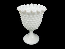 Fenton Milk Glass Footed Cup, Hobnail Pattern, Crimped Rim, Nuts, Mints, #FNT129 - $14.65