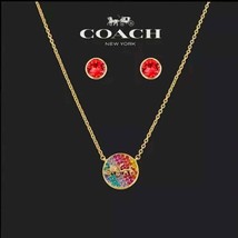 Coach Horse Carriage Crystal Necklace and Stud Earrings Set - $79.30