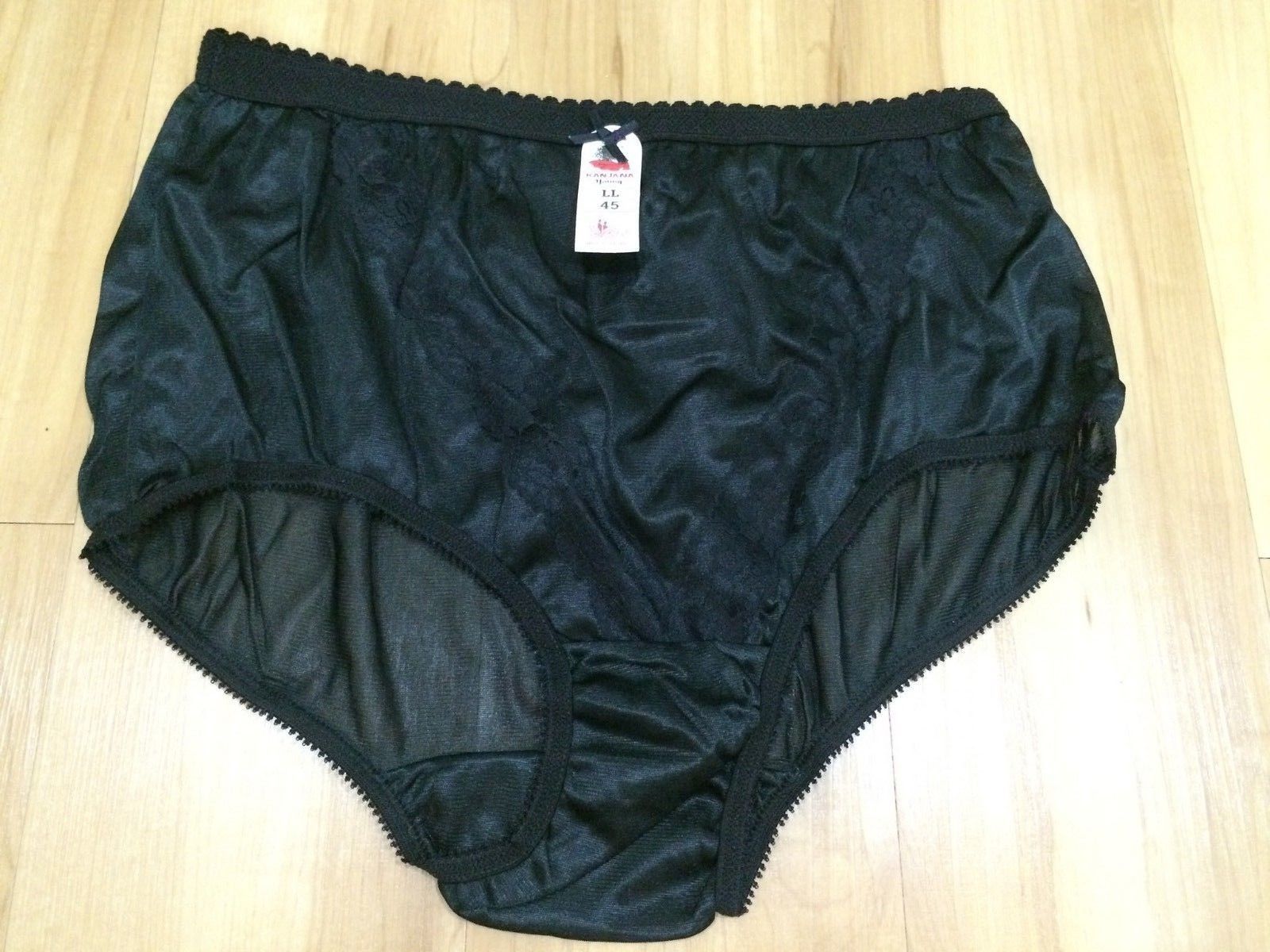 VINTAGE WHITE LACE STYLE SILKY NYLON GUSSET PANTIES BRIEFS HI CUT