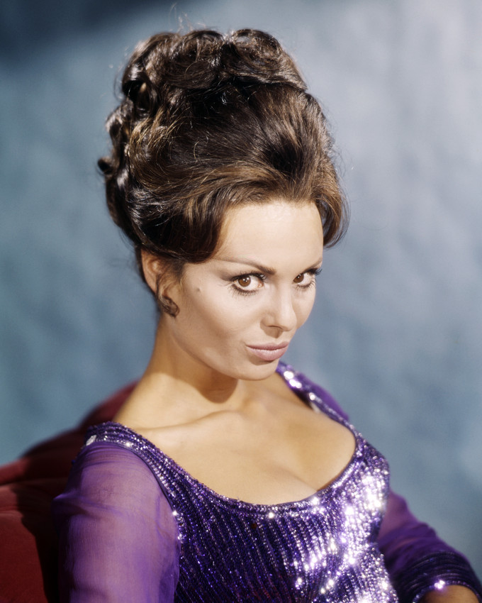 Daliah Lavi 8x10 Photo sexy in low cut purple dress - Photographs