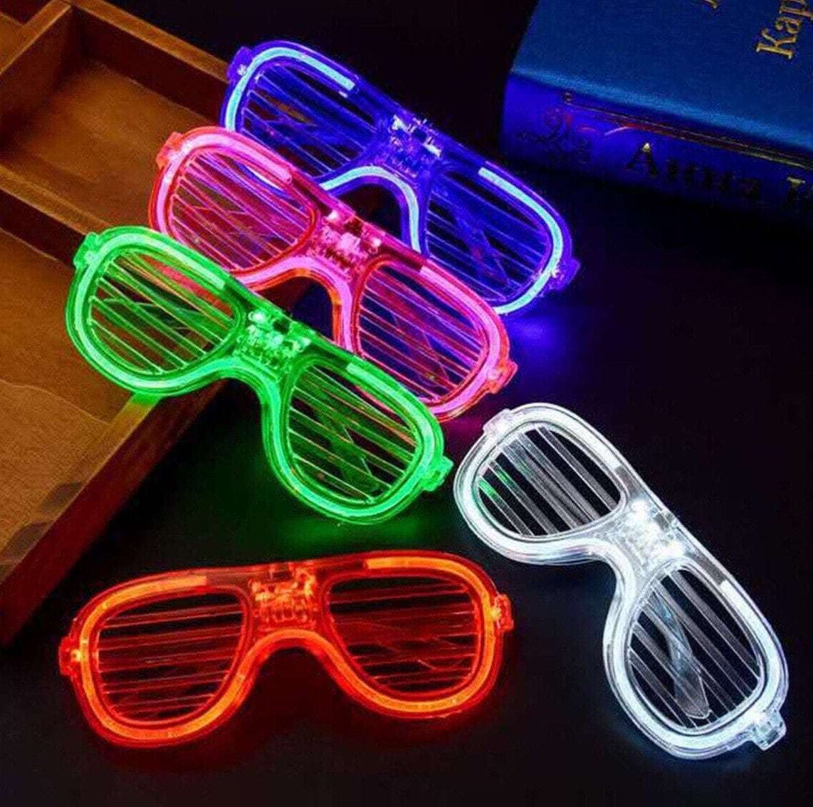 Retro neon light up 80s glasses movie prop fancy dress glow festival party suppl