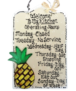 PINEAPPLE Kitchen Operating Hours SIGN Wall Art Plaque Tropical Hawaiian... - $33.99