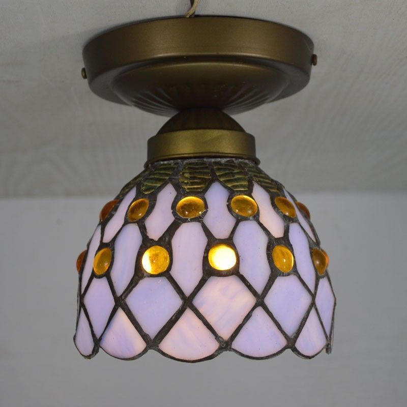 Tiffany Ceiling Light Mediterranean Sea Style Stained Glass Kitchen