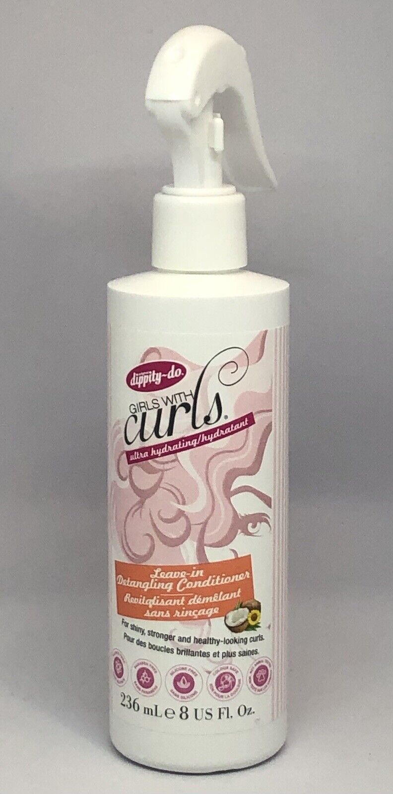 DIPPITYDO Girls with Curls Leave in Detangling Conditioner Coconut 8oz Gel, Mousse & Spray
