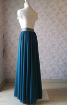 Chiffon Bridesmaid Maxi Skirt High Waist Chiffon Maxi Skirt Teal blue Plus Size image 5