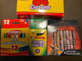 Lot of Crayons Color Pencils color markers Crayola Jurassic Park Playskool - $18.69