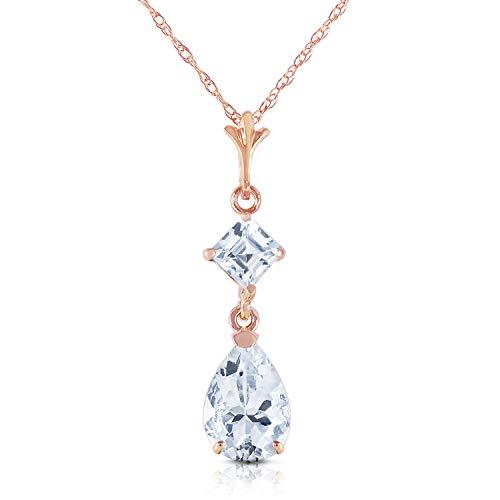 Galaxy Gold GG 14k 20 Rose Gold Necklace with Pear-shaped Natural Aquamarines