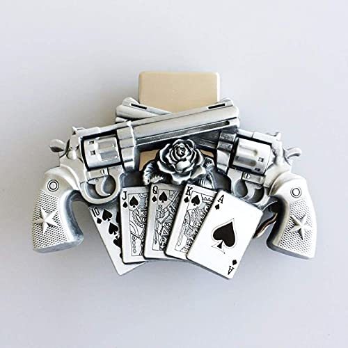 Vintage Gun Royal Flush Poker Spinner Lighter Belt Buckle Womens