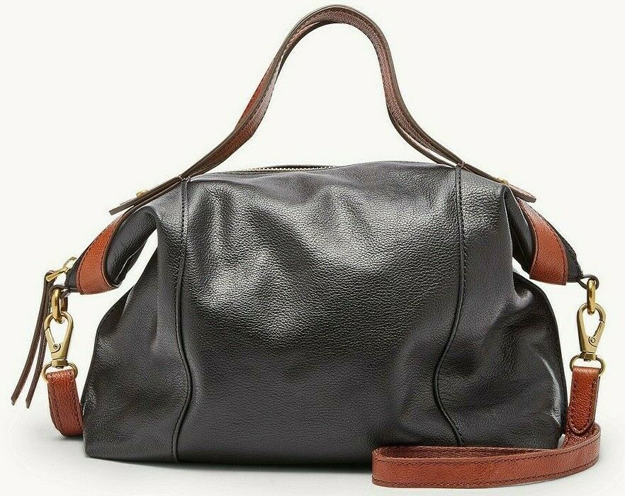 Fossil Sadie Leather Satchel Crossbody Black Handbag SHB1847015 $198 Ret NWT FS