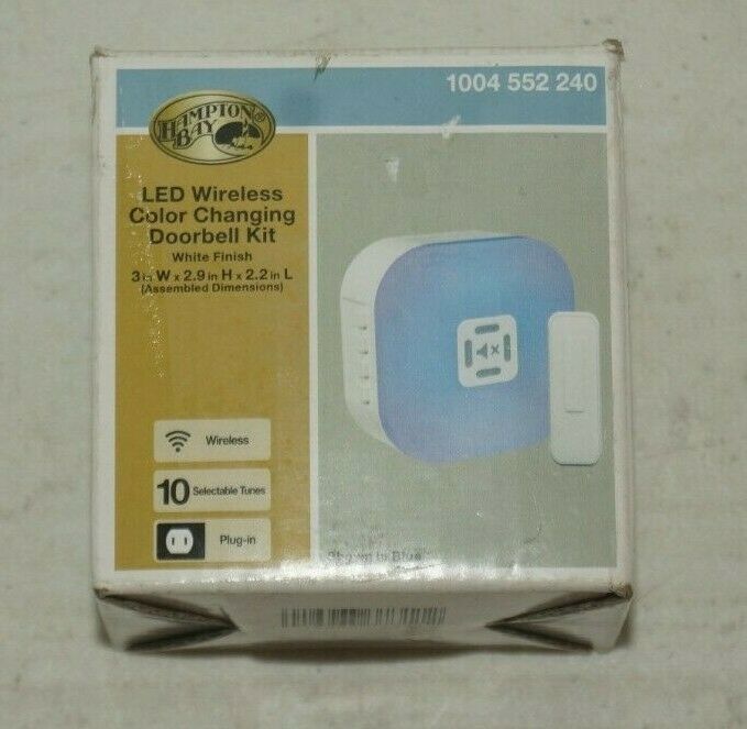 Hampton Bay LED Wireless Color Changing Doorbell Kit White Finish 1004