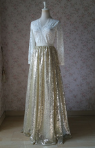 Gold Sequined Maxi Skirt High Waist Full Sequin Bridesmaid Maxi Skirt Plus Size image 12