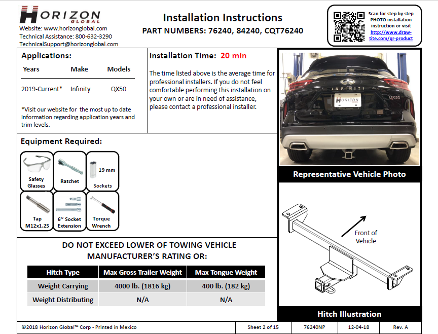 Trailer Tow Hitch For 2019 Infiniti QX50 All Styles 2" Receiver Class