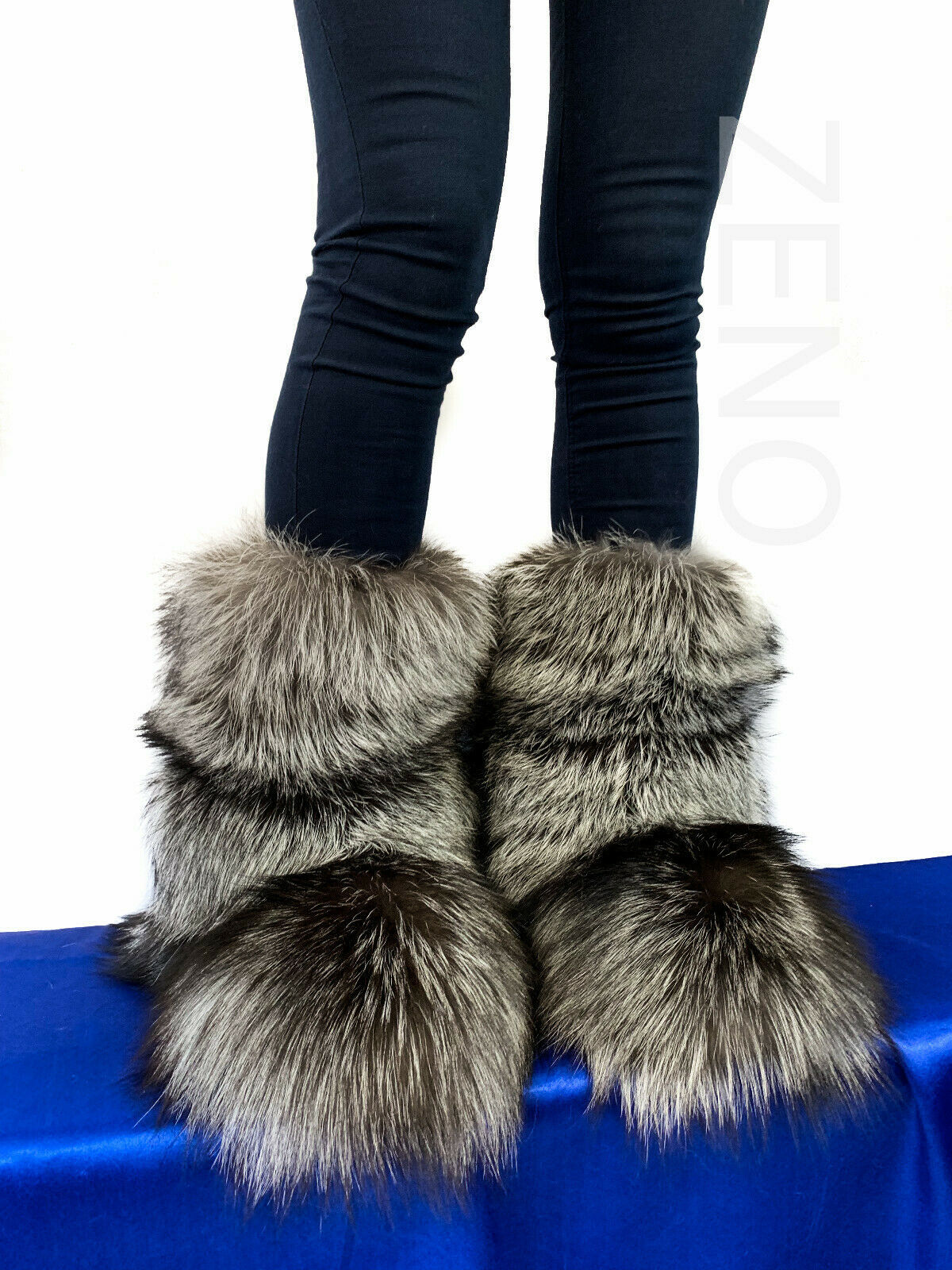 Double-Sided Silver Fox Fur Boots For Outdoor Eskimo Fur Boots Arctic ...